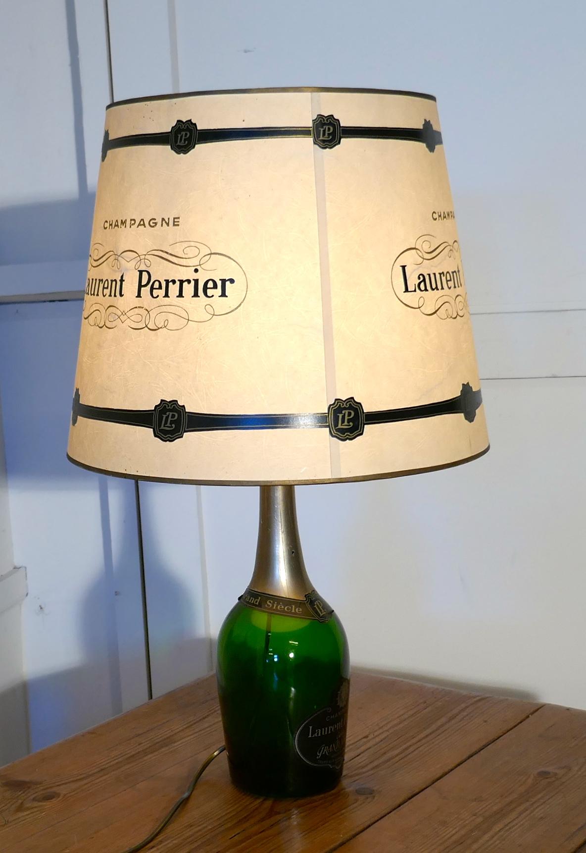 Glass Laurent Perrier Champagne Cuveé Grand Siecle Black Label Advertising Table Lamp  For Sale