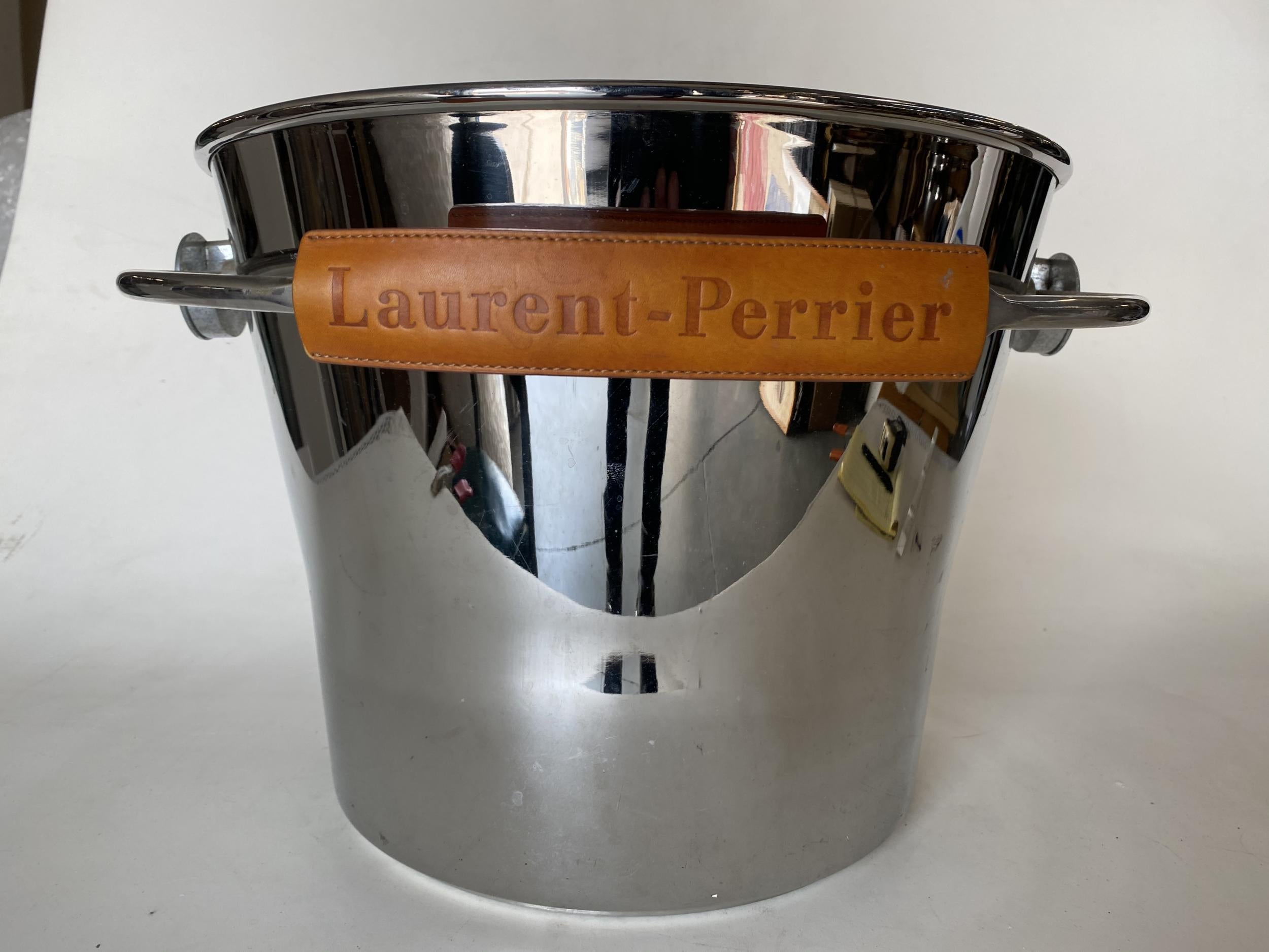 Laurent Perrier Champaign Silver-Tone Ice Bucket with Leather Handle 2