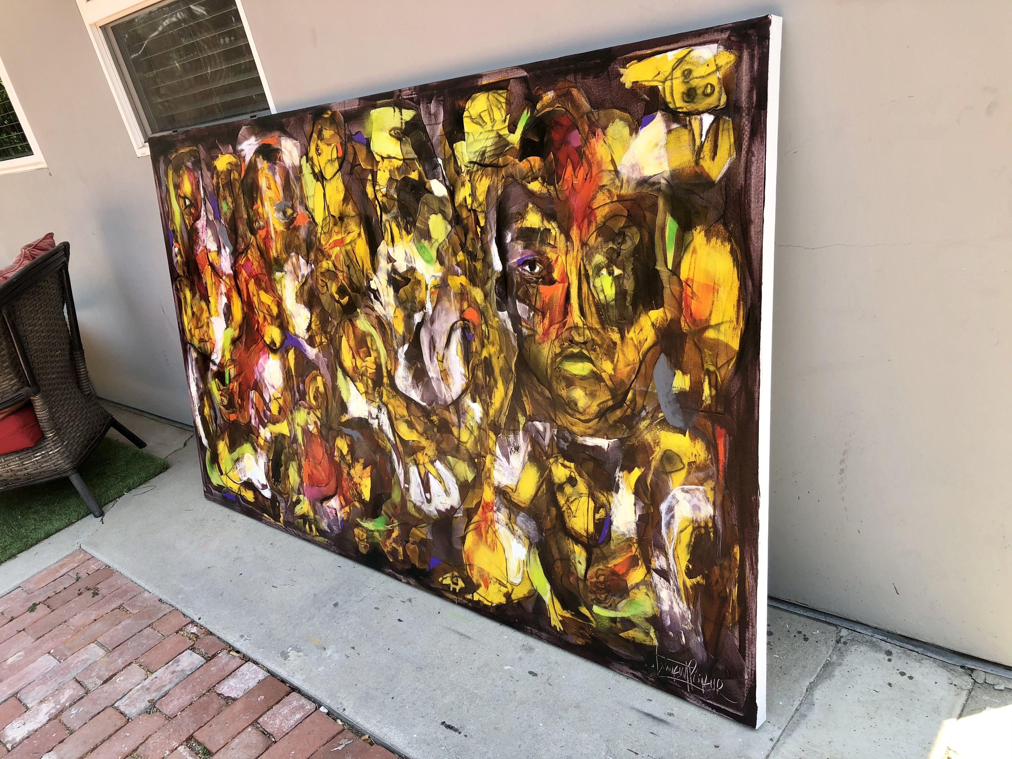 Look around, they're everywhere..... blending in :: Painting :: Expressionism :: This piece comes with an official certificate of authenticity signed by the artist :: Ready to Hang: Yes :: Signed: Yes :: Signature Location: Front :: Canvas ::