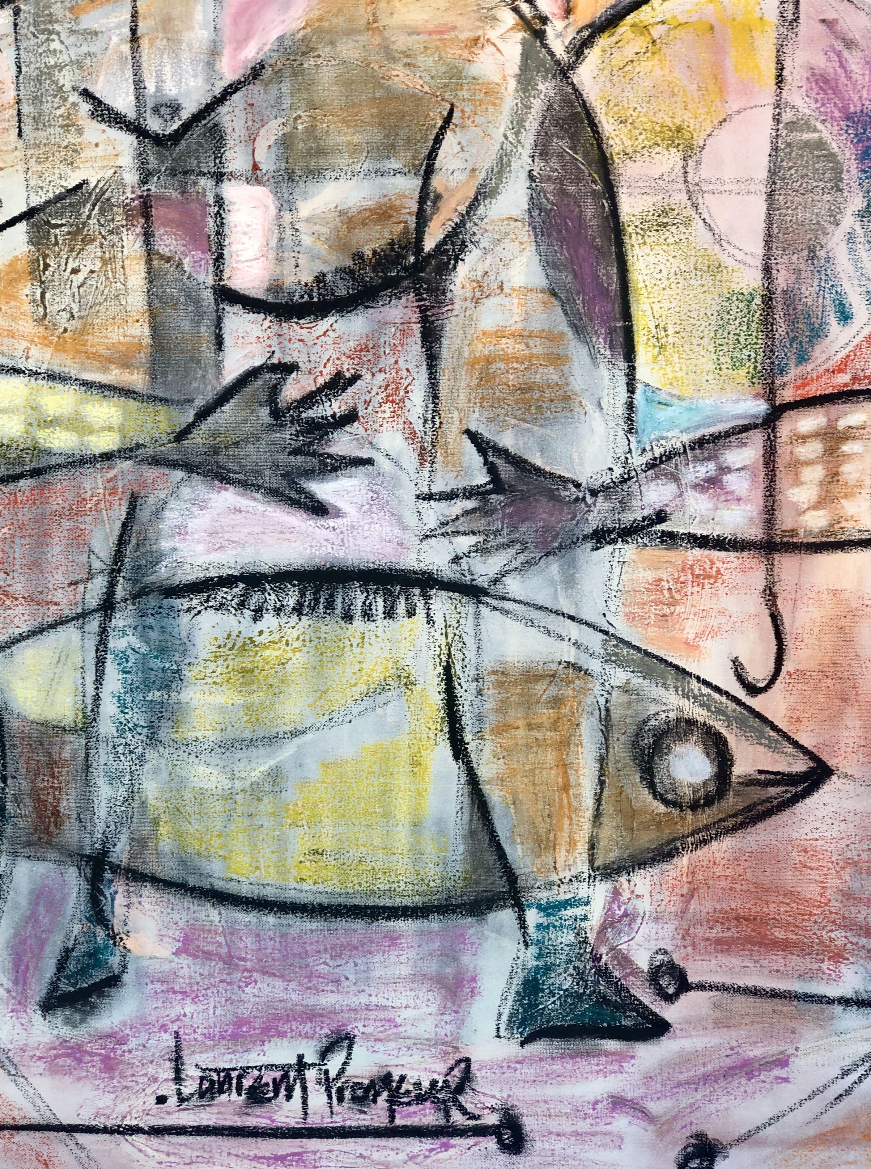 fishing Sunday, Painting, Pastels on Canvas For Sale 2