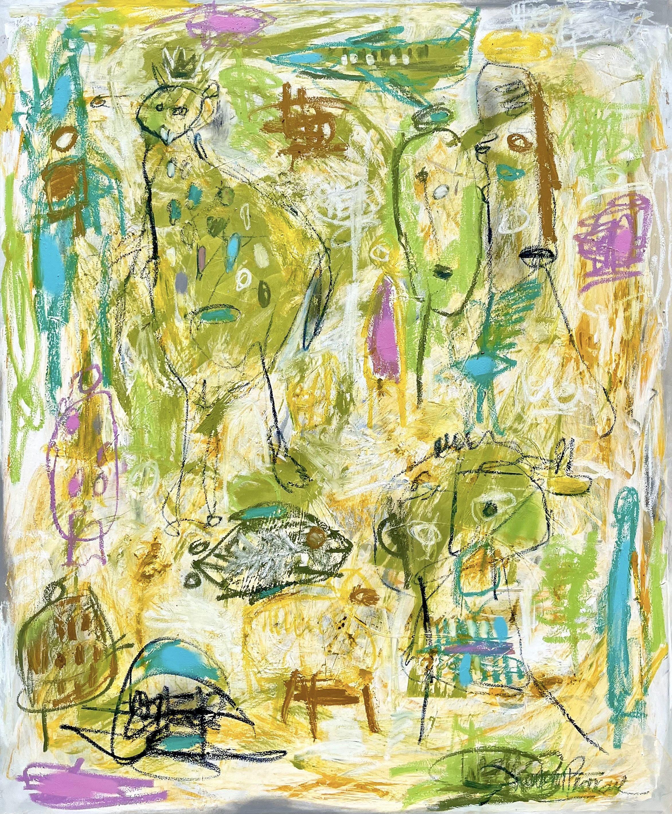 La maitresse est chiante, Pittura, Olio su tela - Painting di Laurent Proneur
