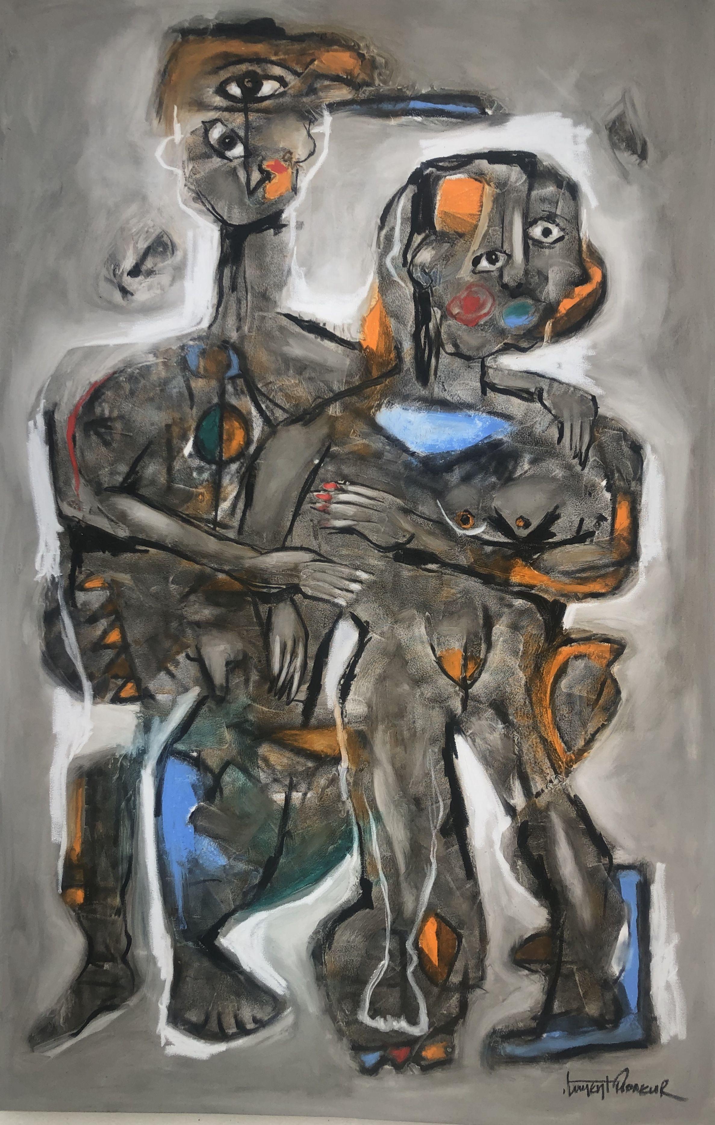 Laurent Proneur Nude Painting – Laurent et Gabriella, Gemälde, Öl auf Leinwand