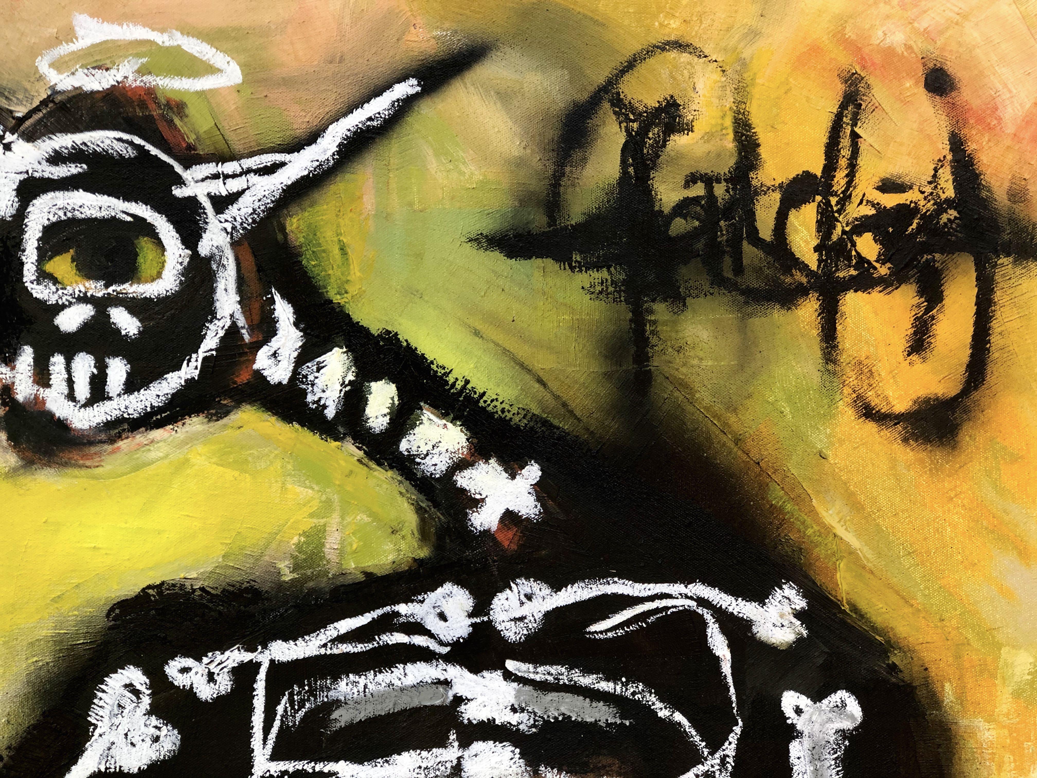 This cow is lazy to death, nothing will disturb her nonchalance... :: Painting :: Expressionism :: This piece comes with an official certificate of authenticity signed by the artist :: Ready to Hang: Yes :: Signed: Yes :: Signature Location: front
