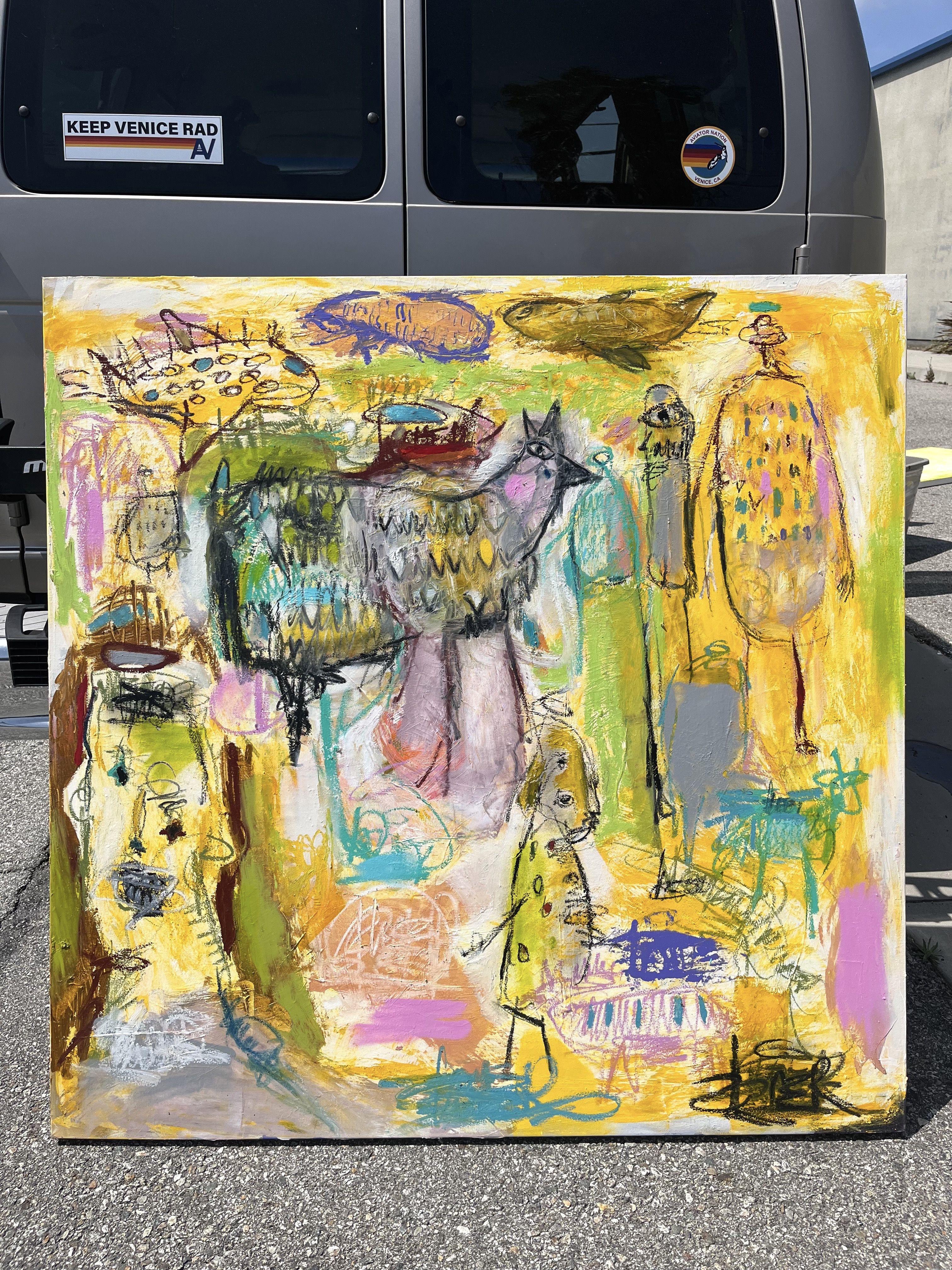 Le voyage de Robert, Pittura, Olio su tela - Painting Espressionismo astratto di Laurent Proneur