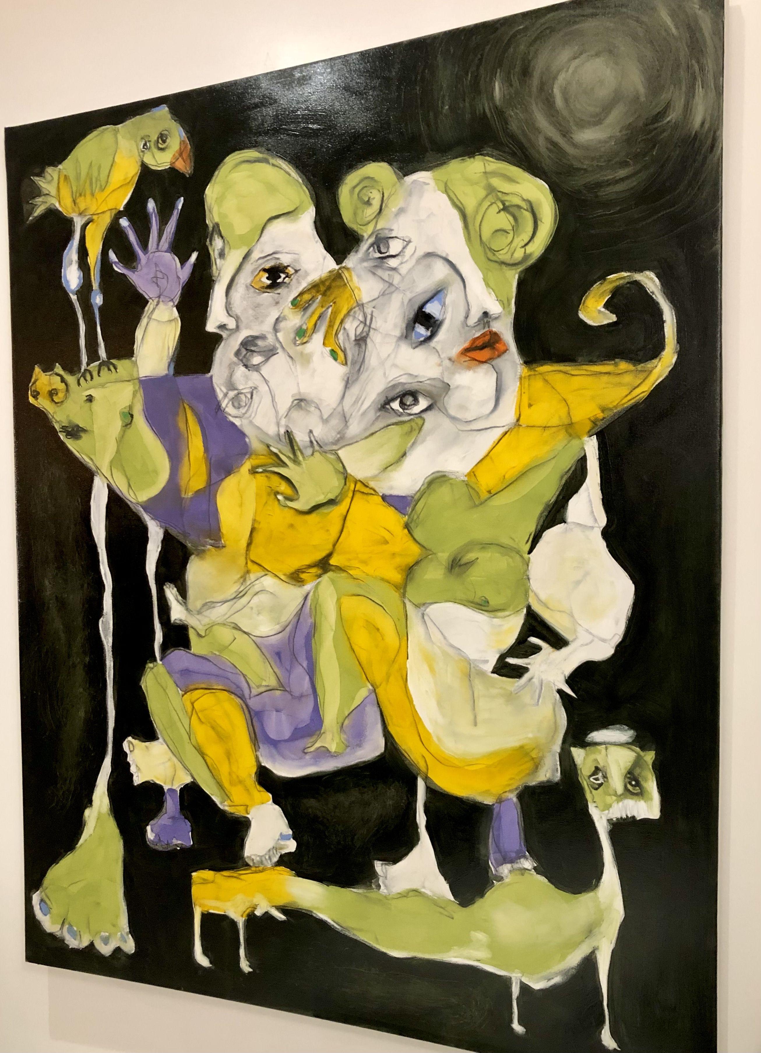 Portiamo gli animali nella notte, Pittura, Olio su tela - Painting Espressionista di Laurent Proneur