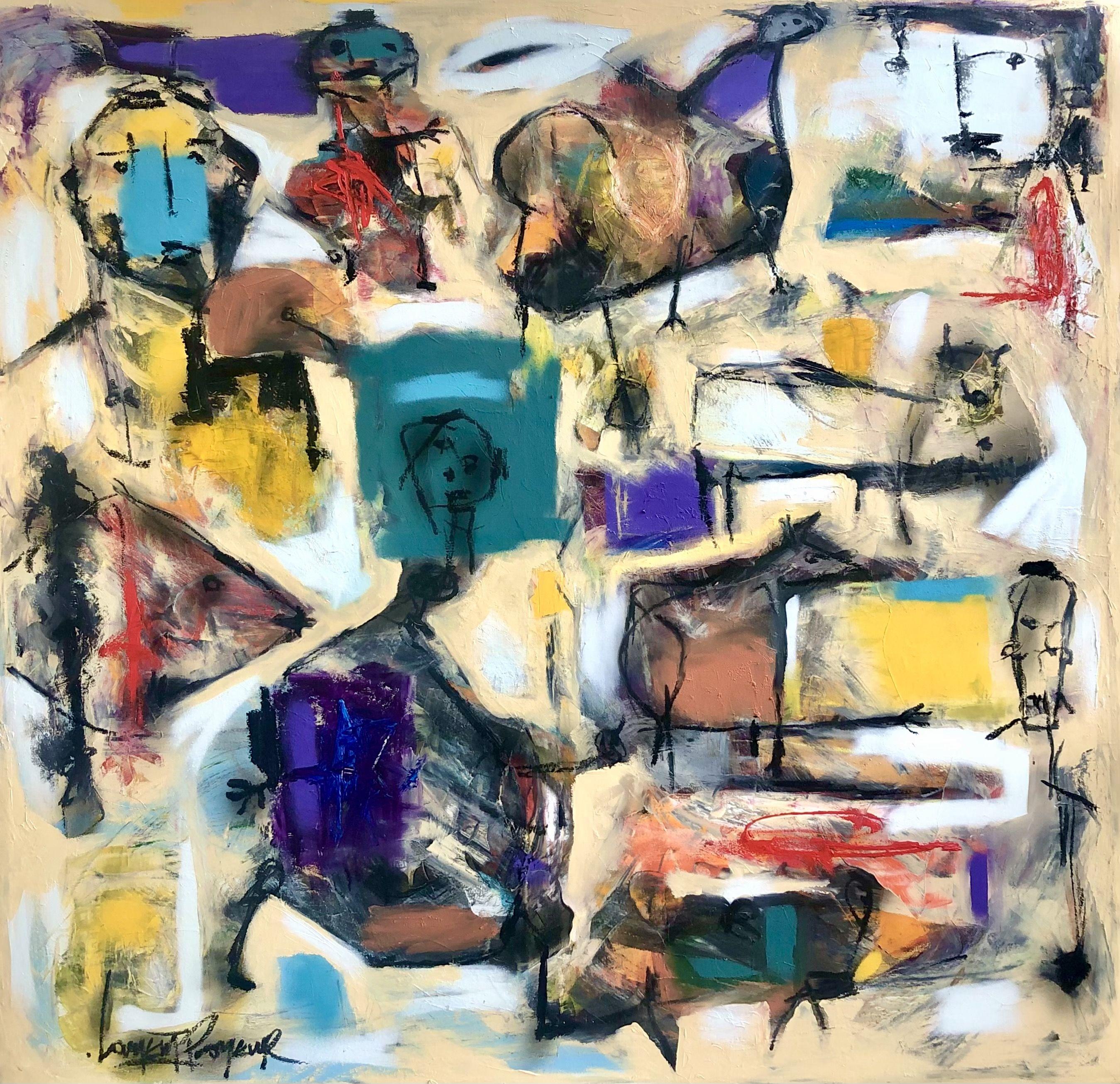 Lost in the last segment, prehistorical minds on canvas :: Painting :: Abstract Expressionism :: This piece comes with an official certificate of authenticity signed by the artist :: Ready to Hang: Yes :: Signed: Yes :: Signature Location: front ::