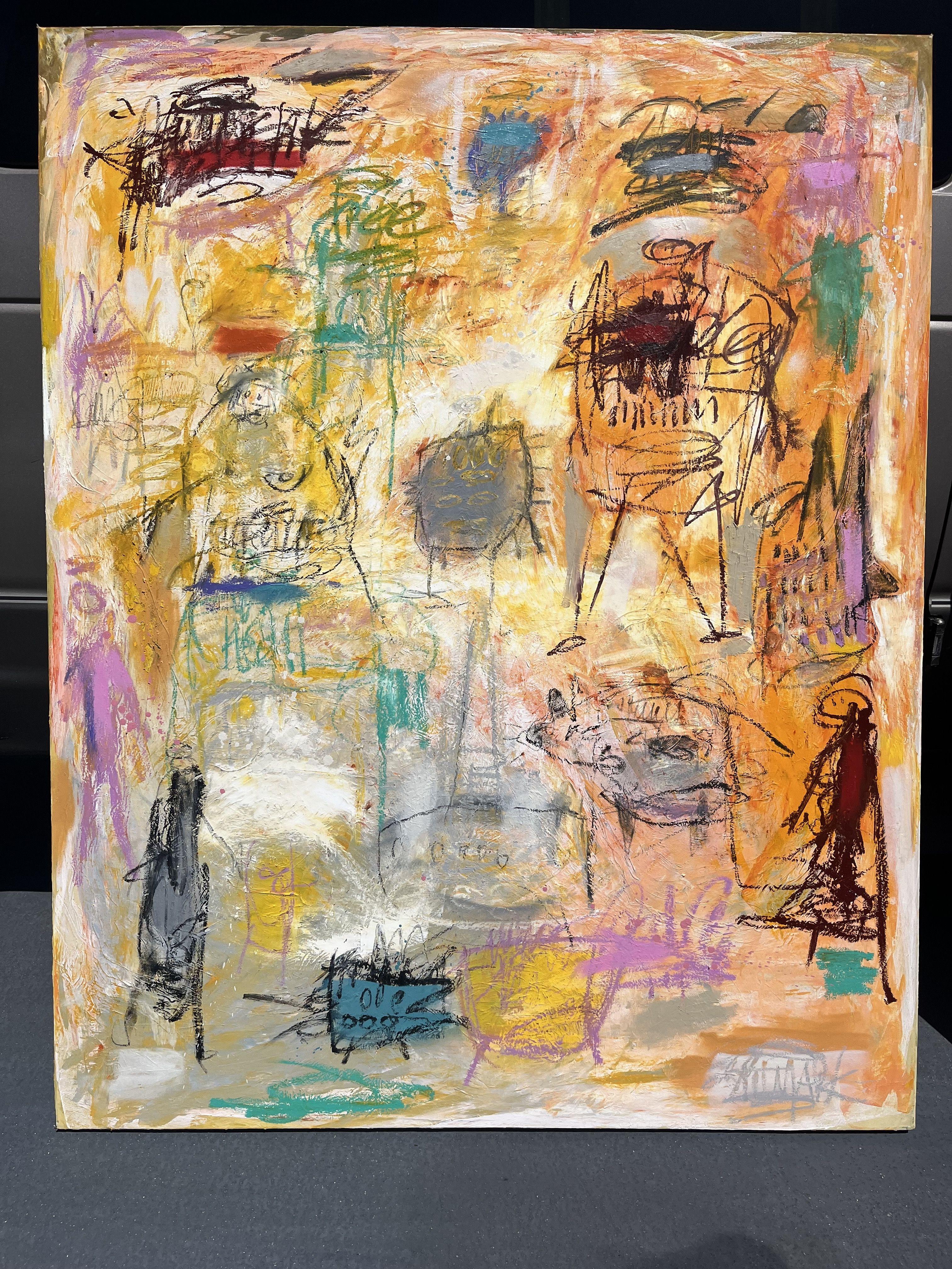 Nul en Math, Pintura, Óleo sobre lienzo - Painting Expresionismo abstracto de Laurent Proneur