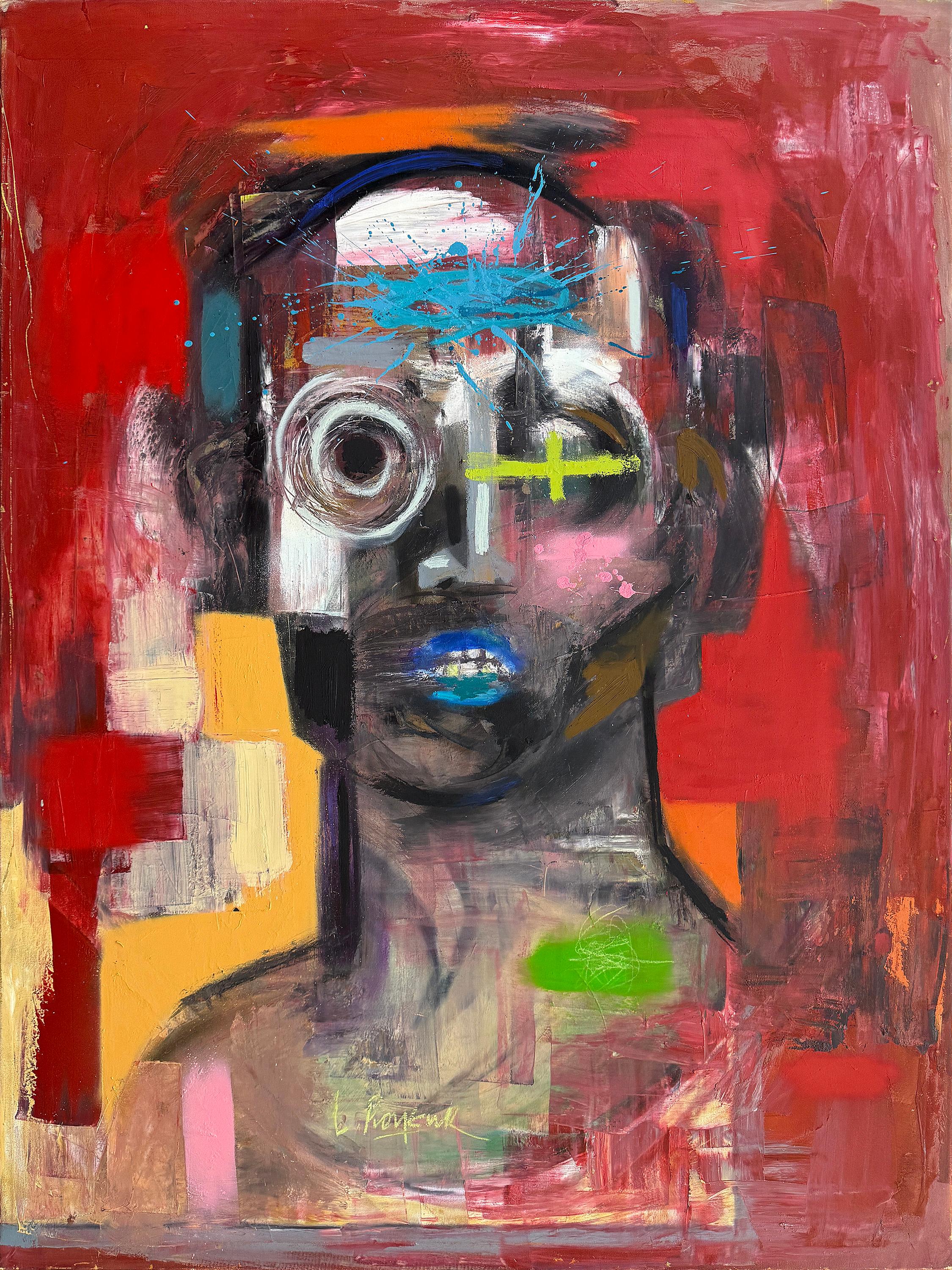 Picture of a Zombie, Original Oil on Canvas, Signed, 61.5 x 46.12 in