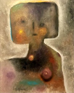 Portrait d'une femme carrée, peinture, huile sur toile