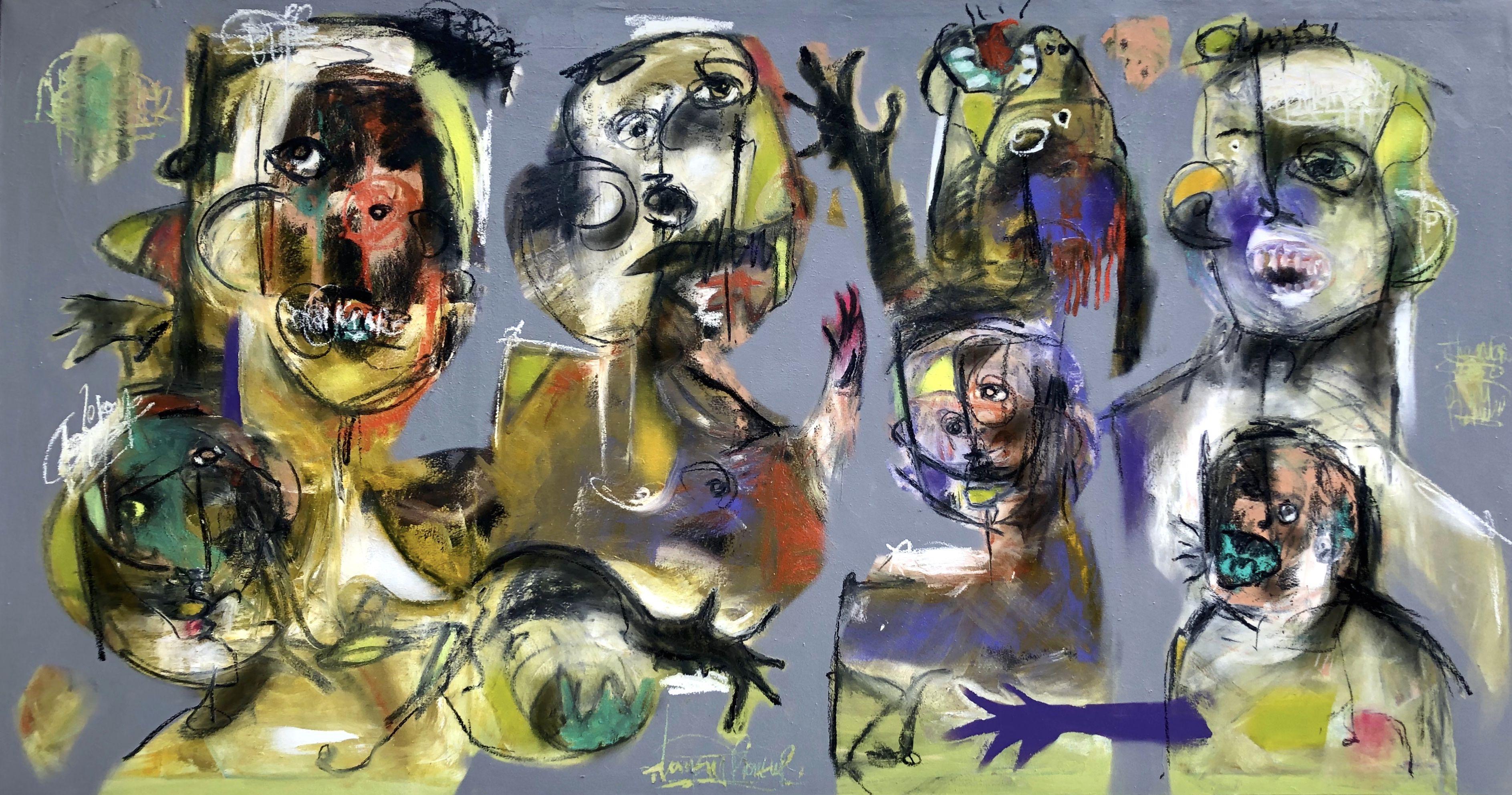Quarantena, Pittura, Olio su tela - Painting di Laurent Proneur