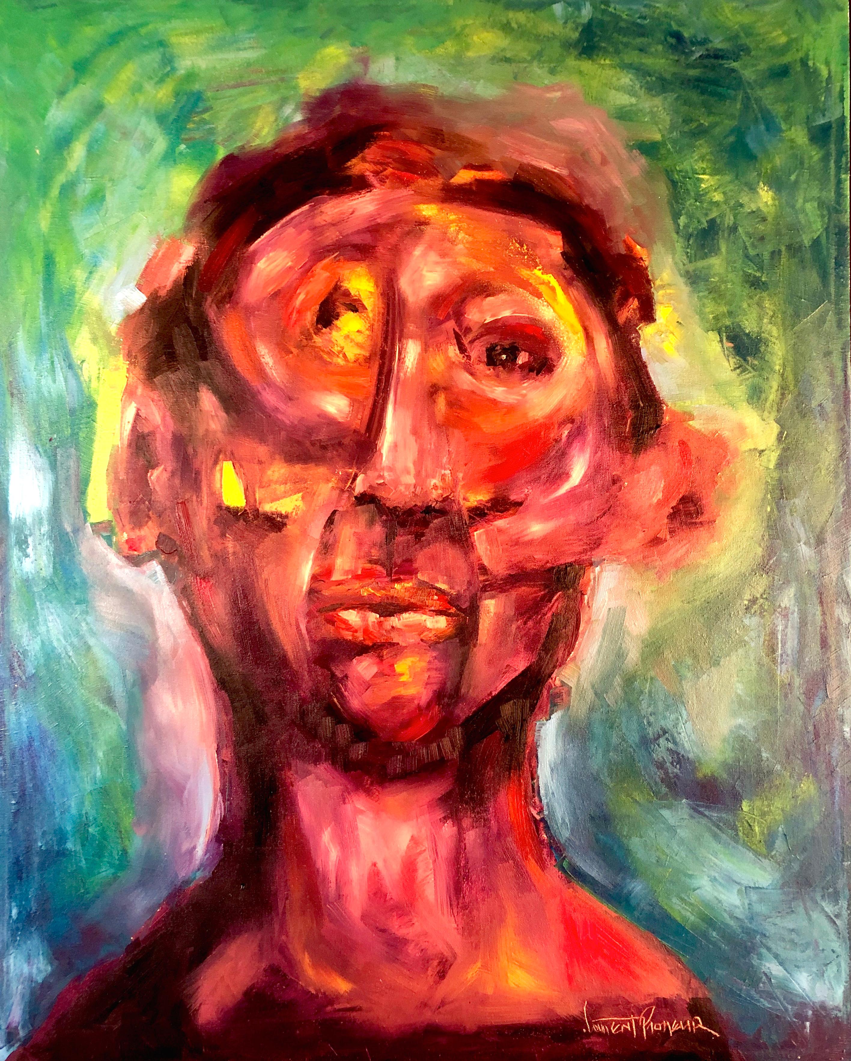 Self portrait (Expressionismus), Painting, von Laurent Proneur