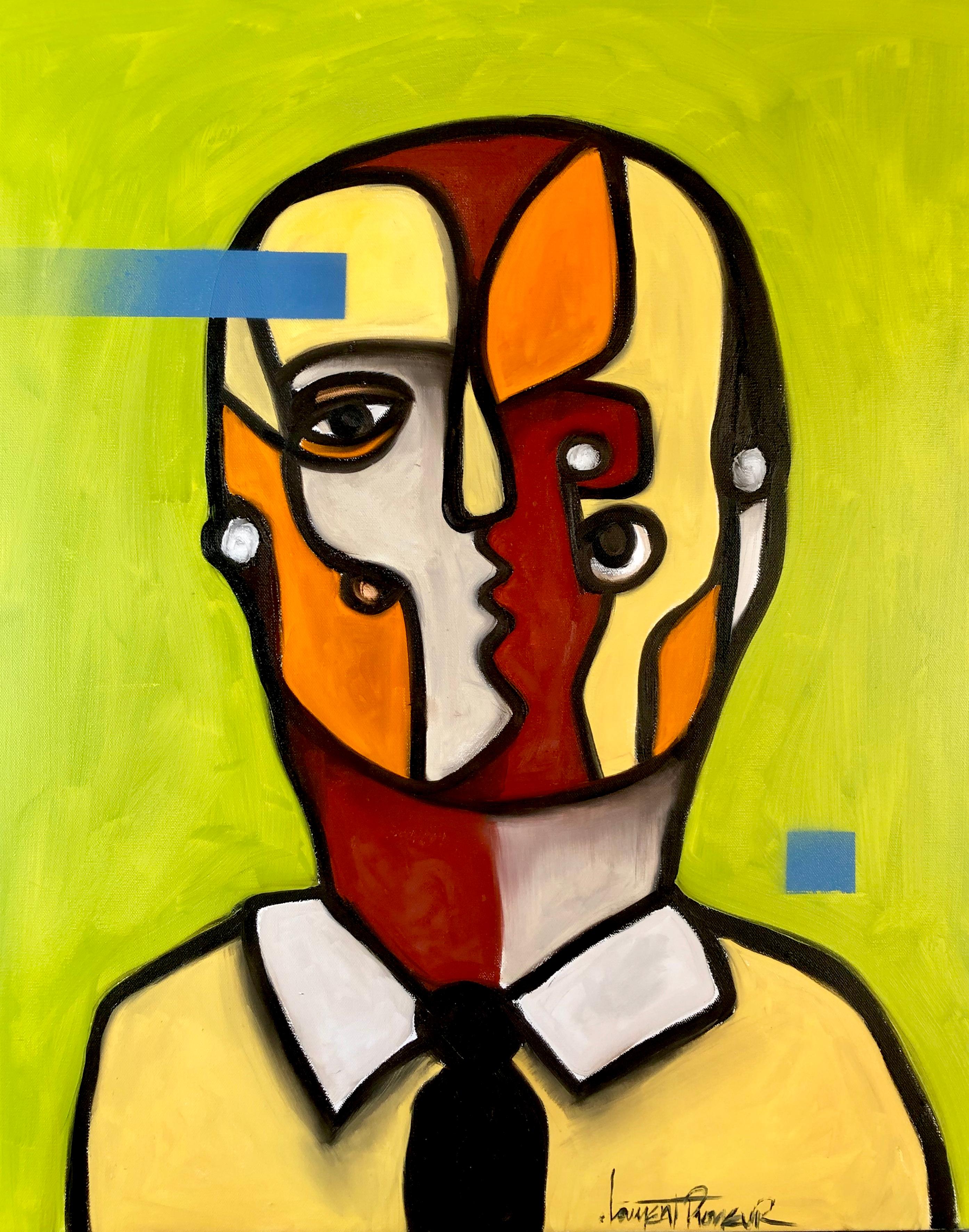 Laurent Proneur Portrait Painting – Split personality