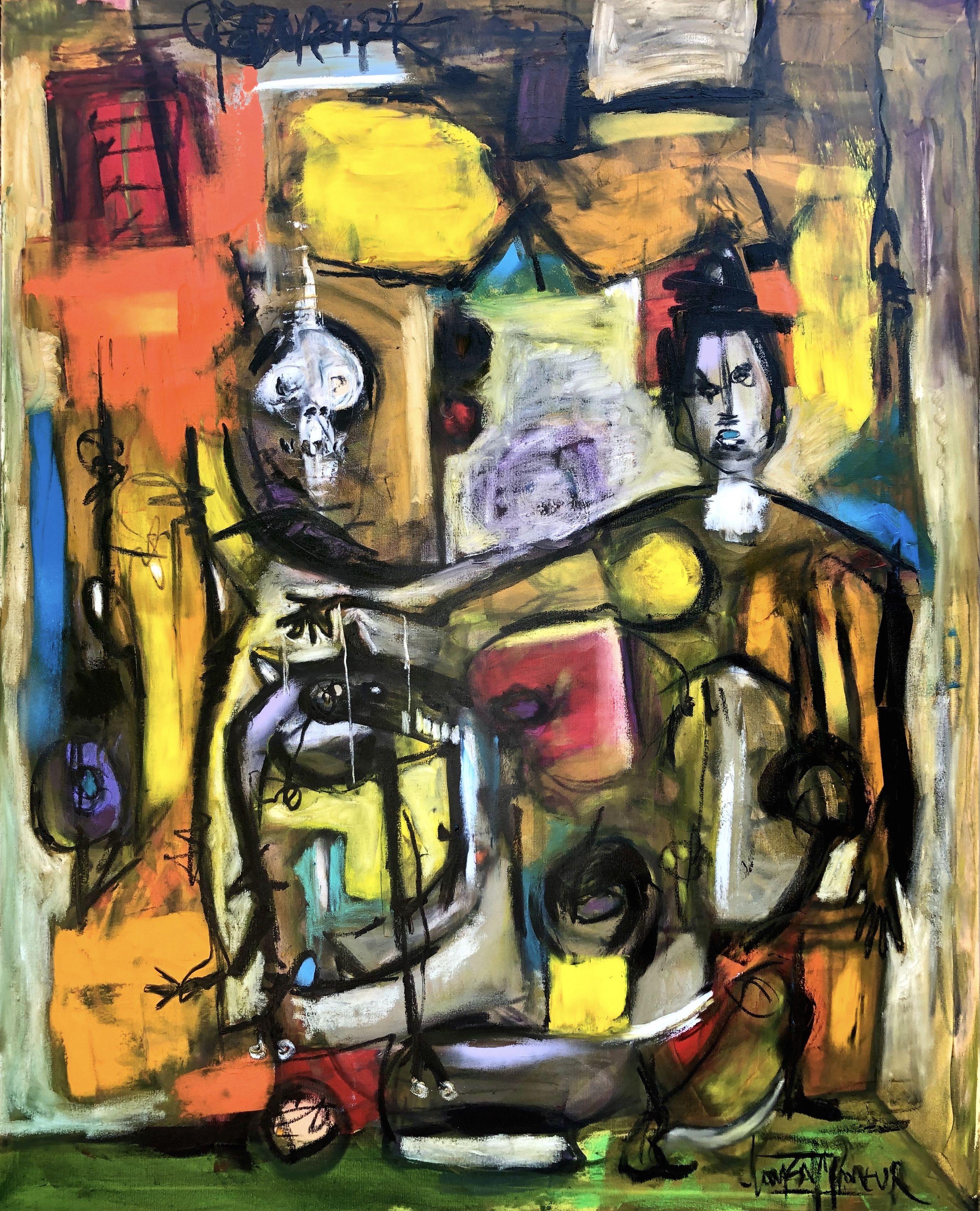 The act...dangerous despite the the false impression. :: Painting :: Abstract Expressionism :: This piece comes with an official certificate of authenticity signed by the artist :: Ready to Hang: Yes :: Signed: Yes :: Signature Location: front ::