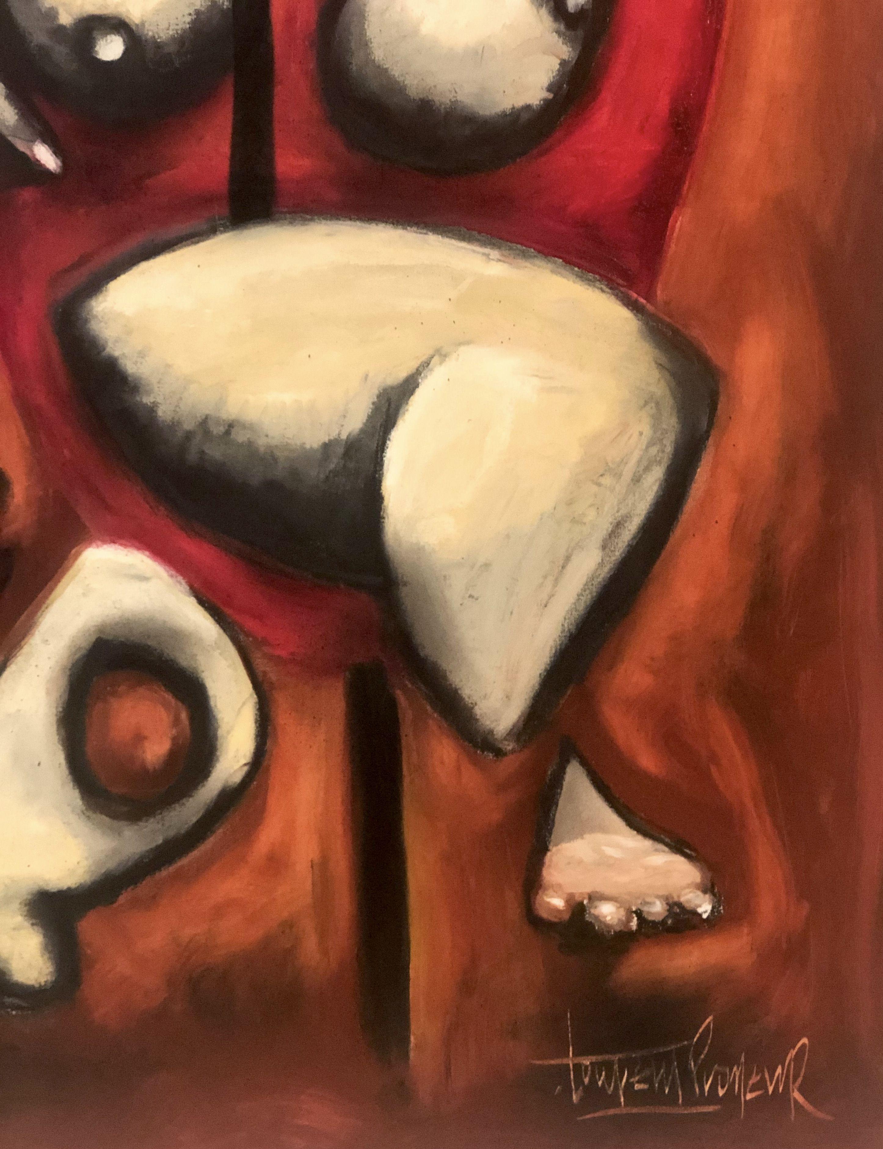 Le coucher rouge (Diptyque), peinture à l'huile sur toile en vente 2