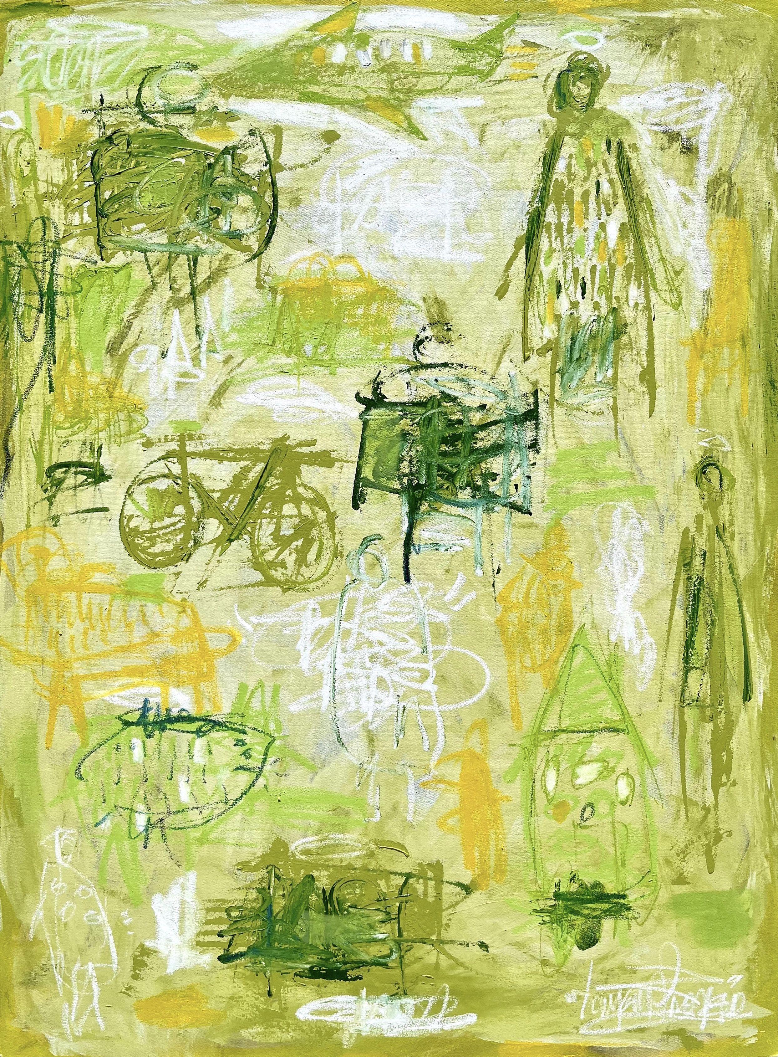 La strada del ritorno a casa, Pittura, Olio su tela - Painting di Laurent Proneur