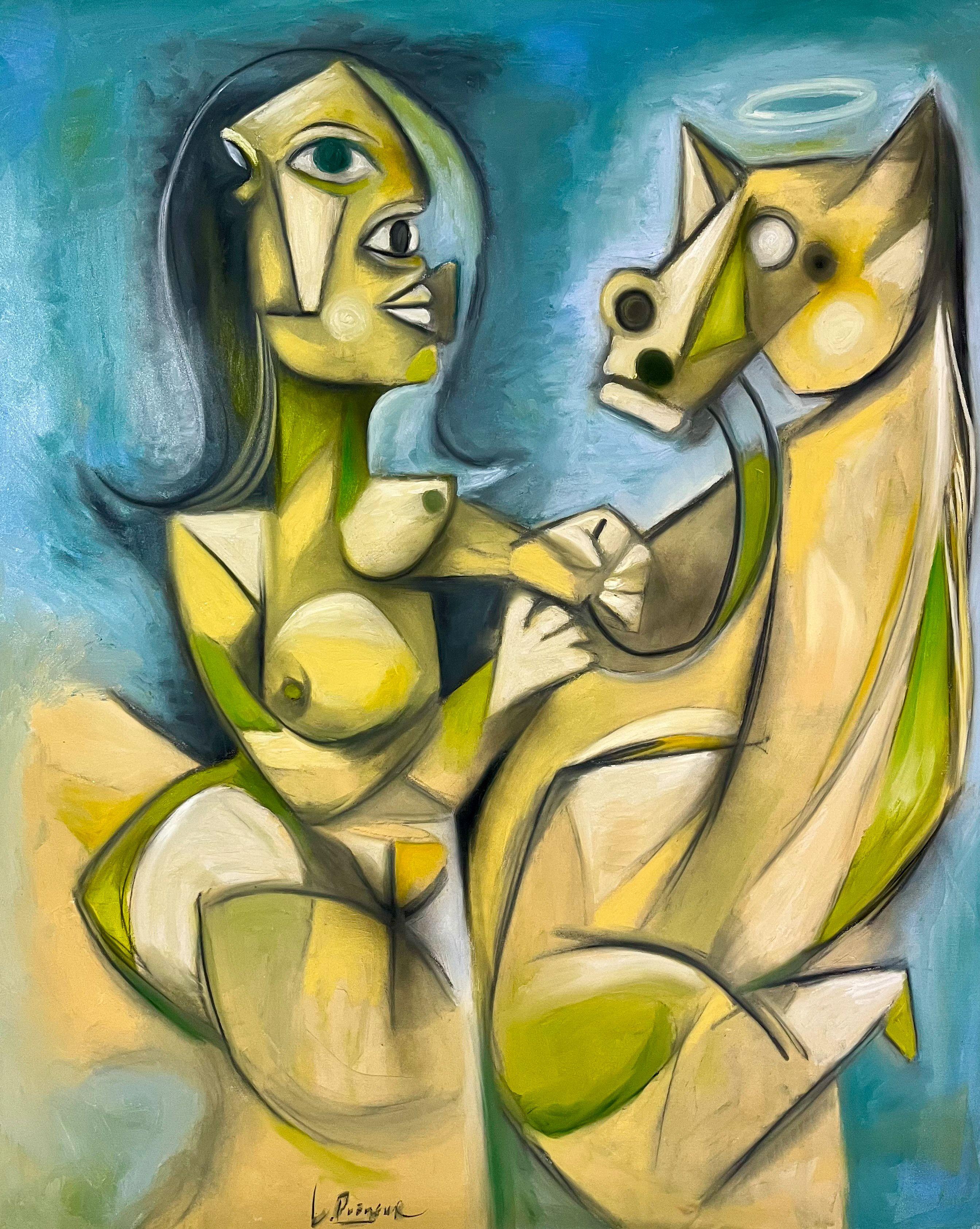 Hand in hand, hearts entwined,  Companionship, a treasure defined.  Through stormy seas or sunny skies,  Together, we face life's highs and sighs.  In laughter, tears, joys we share,  A bond unbreakable, love's affair. :: Painting :: Cubism :: This