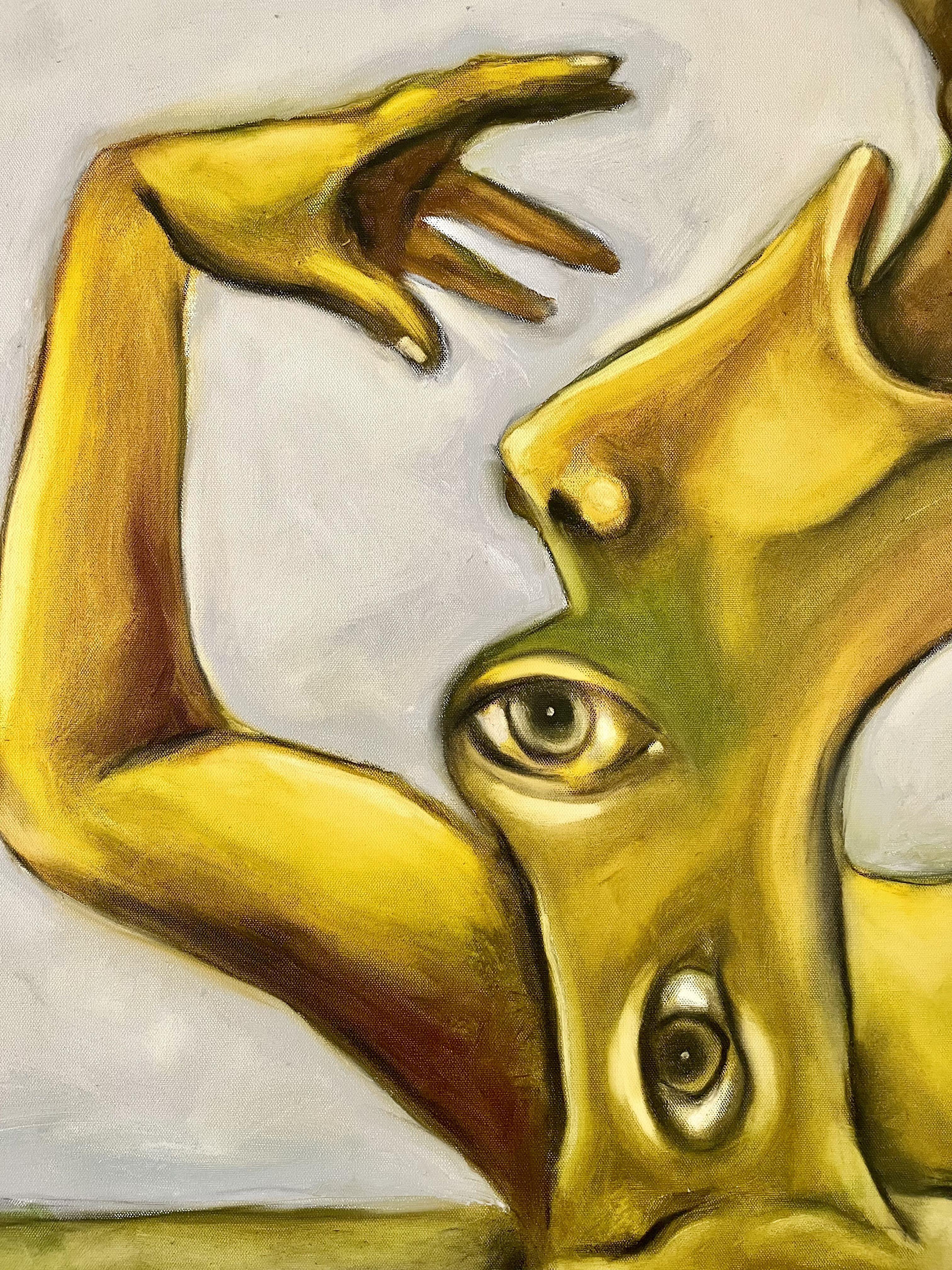 Yoga pose, Painting, Oil on Canvas For Sale 1