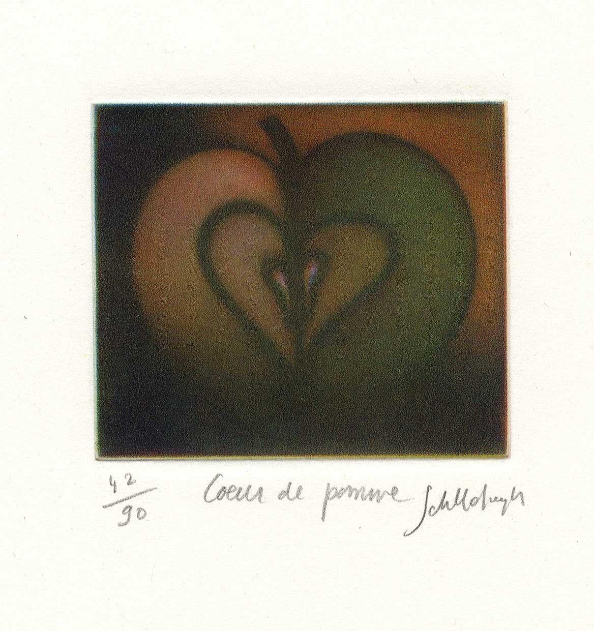 Coeur de Pomme (Heart of Apple) - Black Still-Life Print by Laurent Schkolnyk