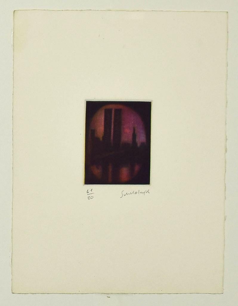 Composition - Original Etching on Paper by Laurent Schkolnyk - 1990 For Sale 1
