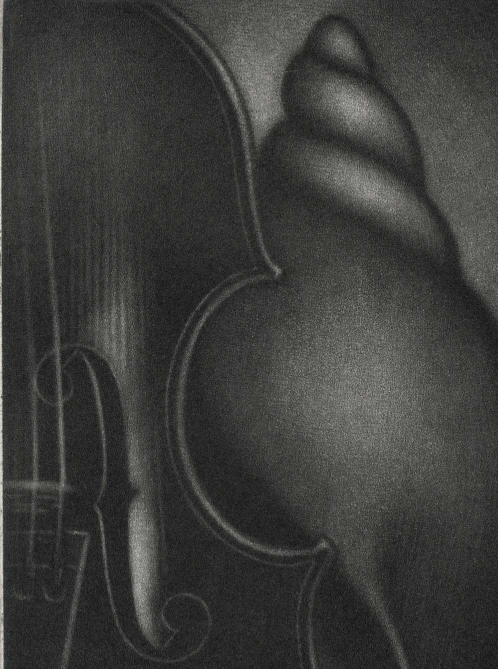 Violin et Coquille (Violin und Muschel / beschriftet Happy New Year 2000) – Print von Laurent Schkolnyk