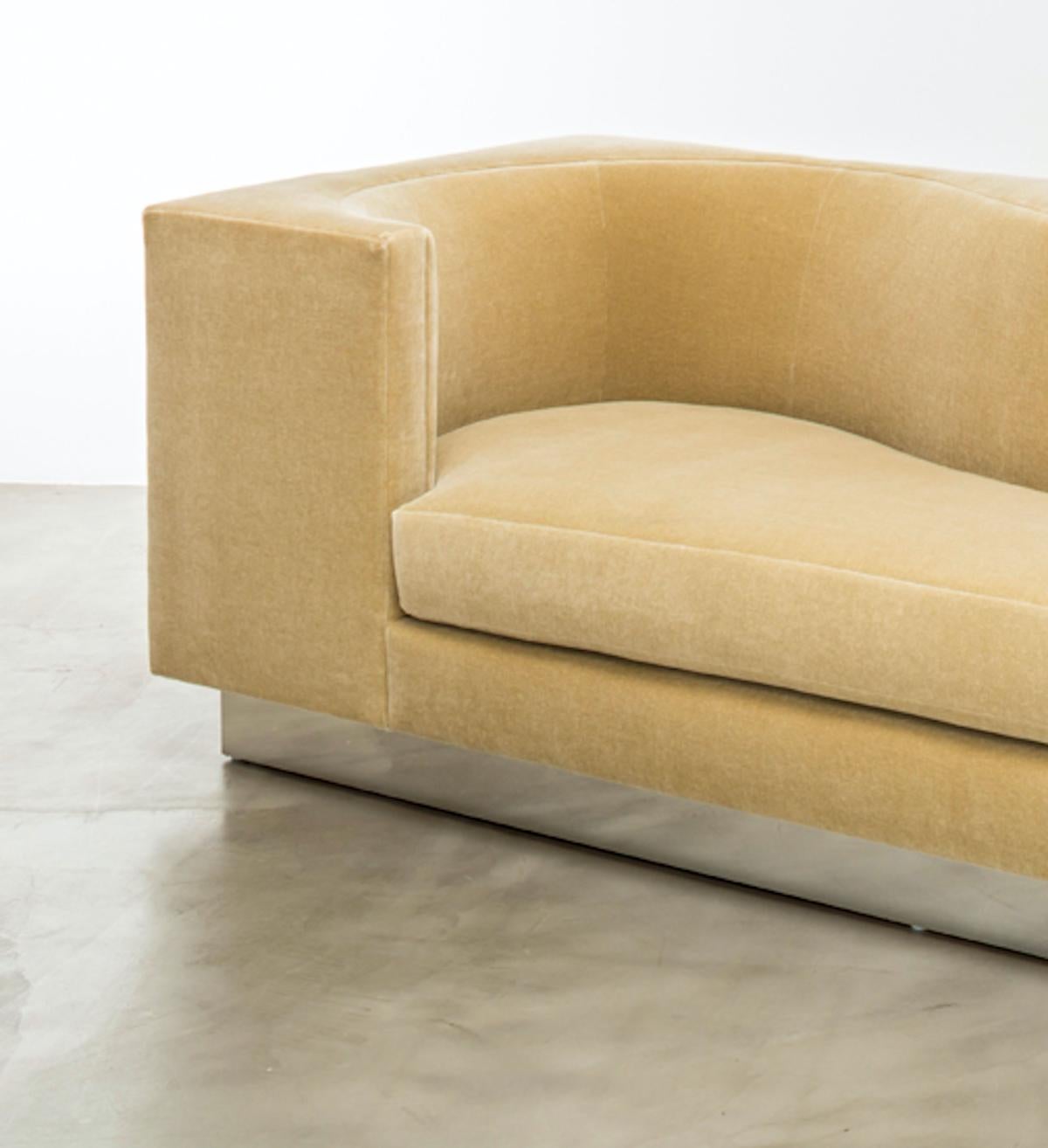 American LAURENT SOFA - Modern Asymmetrical Sofa in Camel Velvet