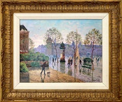 "Paris La Place du Chatelet" Peinture à l'huile sur toile - Scène de rue impressionniste