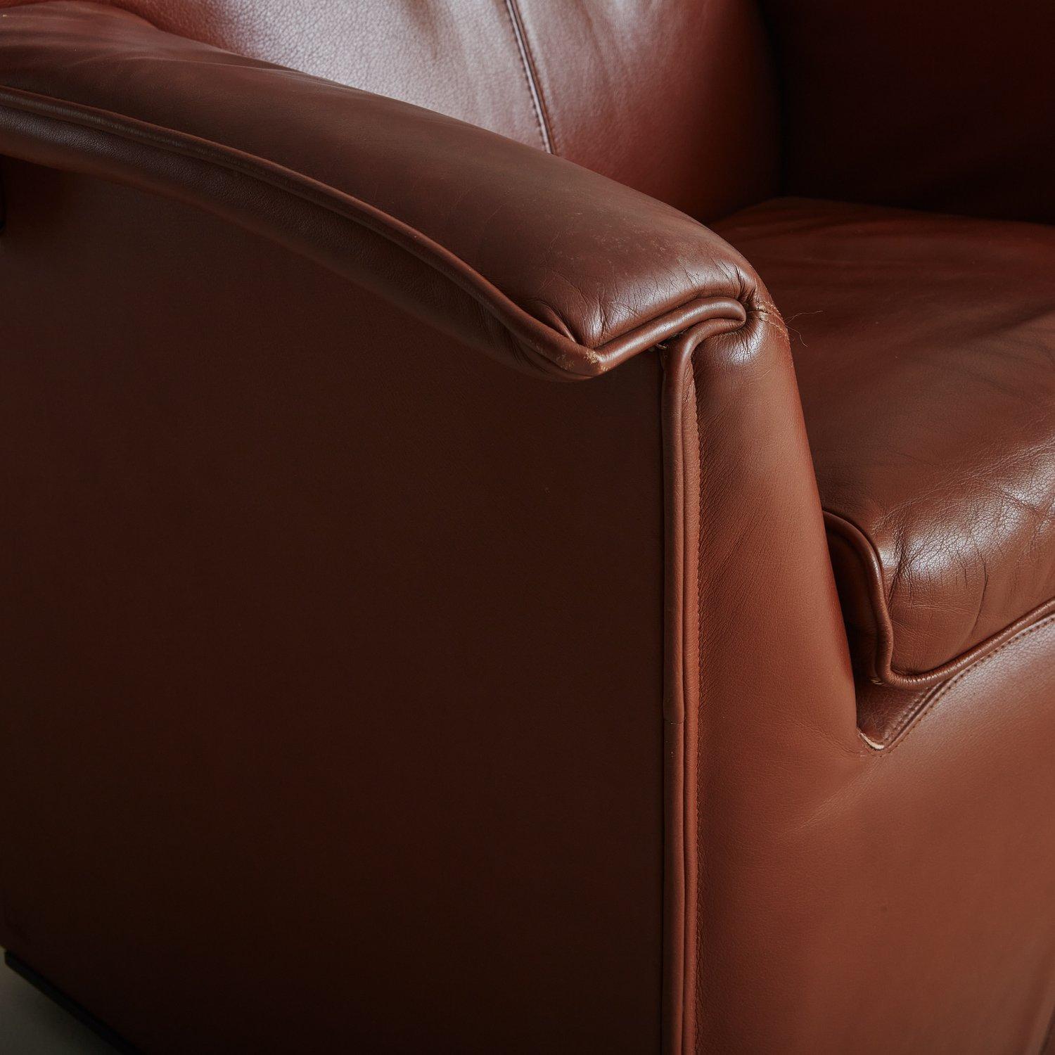 'Lauriana' Chair in Cognac Leather By Afra + Tobia Scarpa For B&B Italia  9