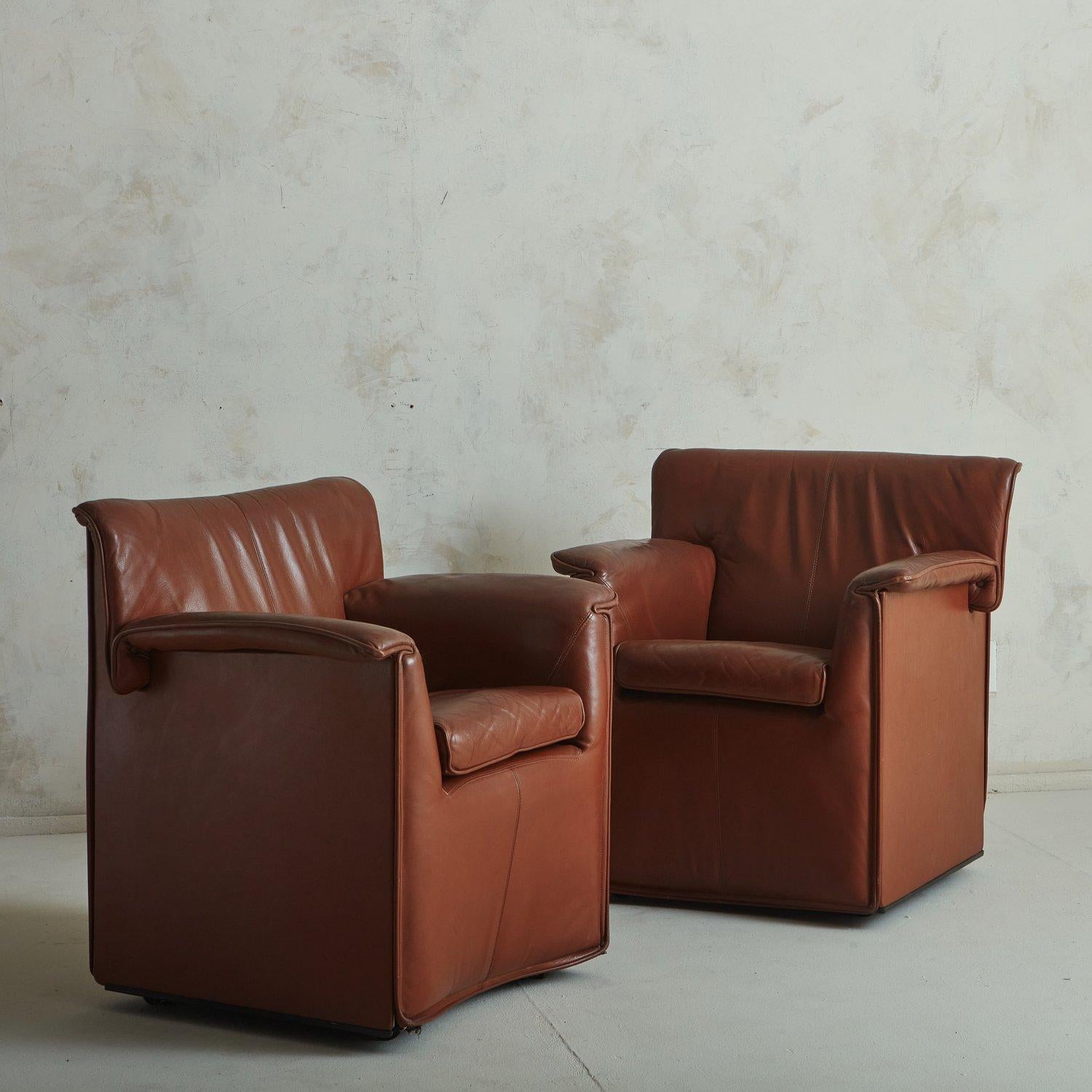 'Lauriana' Chair in Cognac Leather By Afra + Tobia Scarpa For B&B Italia  In Good Condition In Chicago, IL