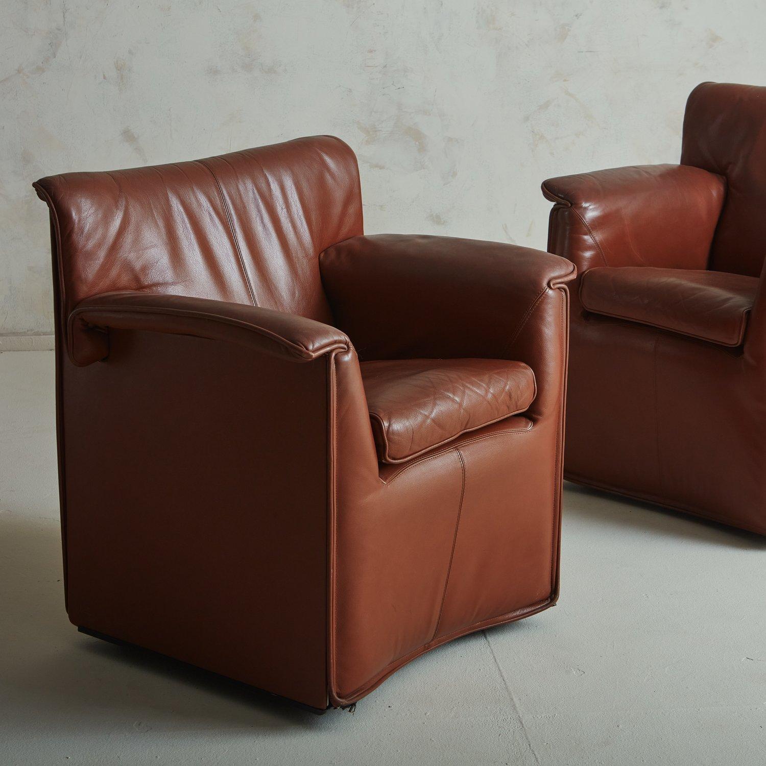'Lauriana' Chair in Cognac Leather By Afra + Tobia Scarpa For B&B Italia  1