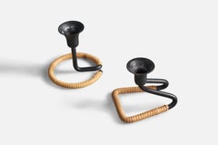 Laurids Lønborg, petits chandeliers, fer, rotin, Danemark, années 1960