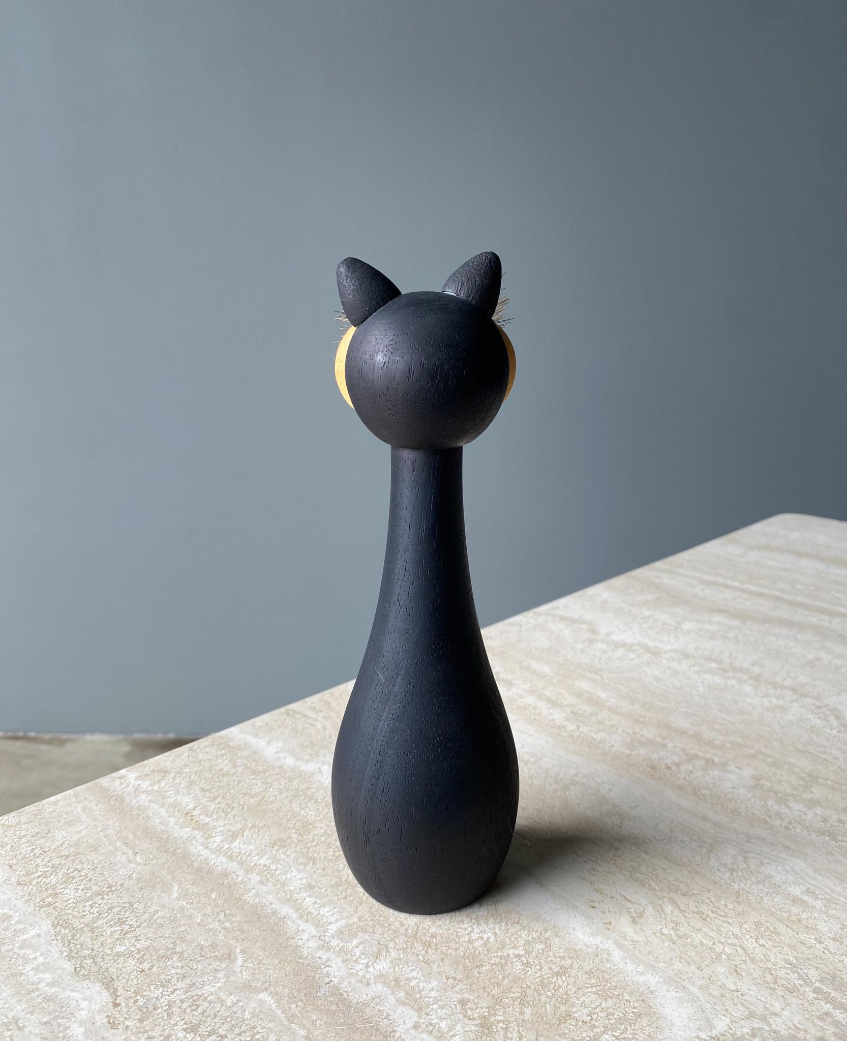 Laurids Lonborg Wood Cat Figurine, Denmark, 1960s For Sale 1