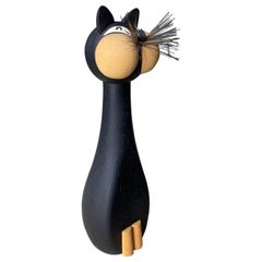 Figurita de madera de gato Laurids Lonborg, Dinamarca, años 60