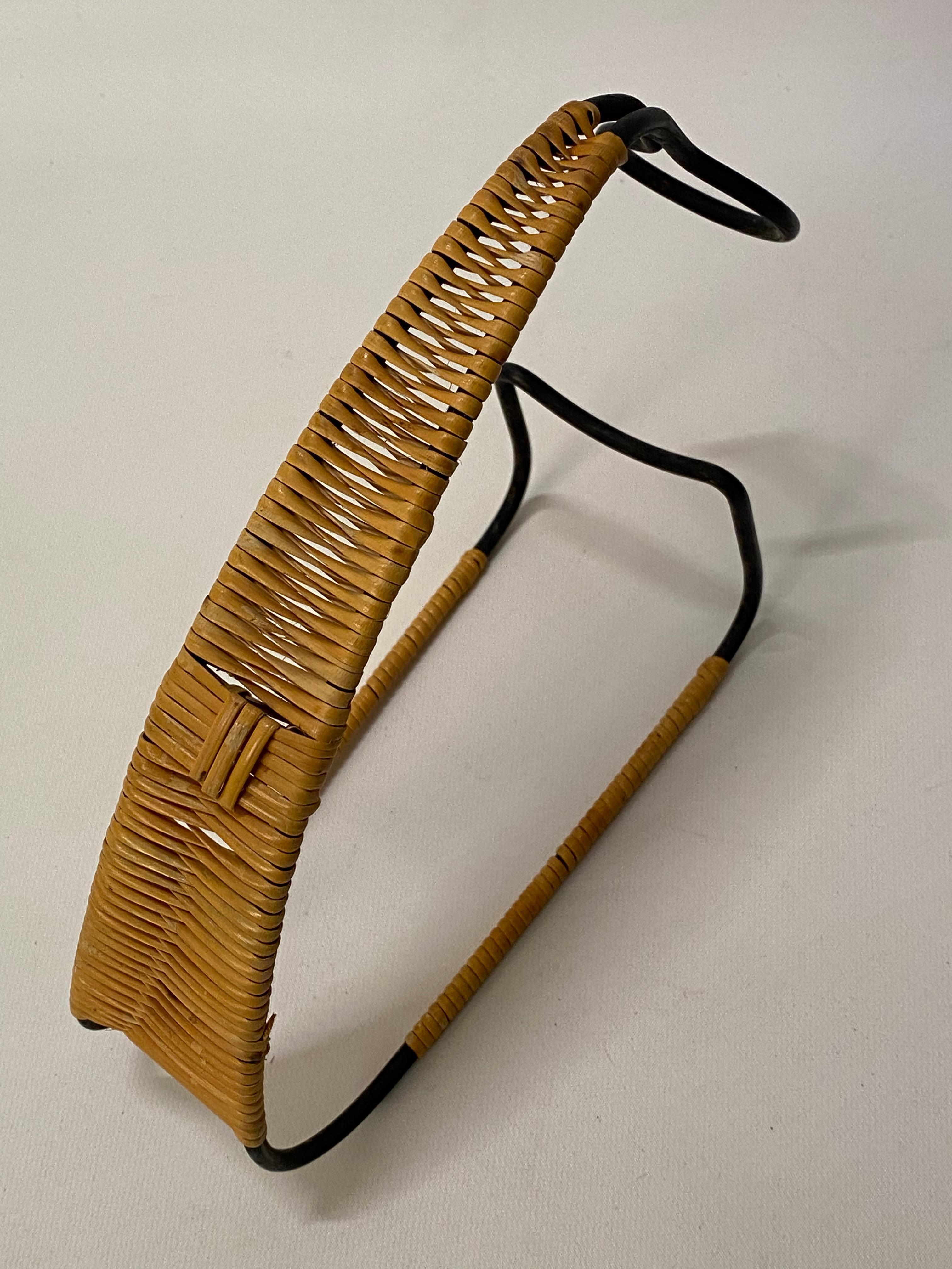 Scandinavian Modern Laurids Longborg Iron and Rattan Wrapped Iron Decanter Cradle