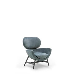 Laurie Tall Armchair in Gray Nubuck Leather by Calvi Brambilla for Pianca, Italy
