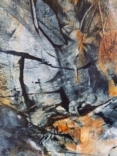 Among the Roots - Contemporary Painting Beautiful Colors (Blue + Orange + White)