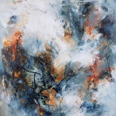 Used Among the Roots - Contemporary Painting (Blue + Orange + White)