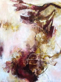 Germinating -  Contemporary Painting on Canvas (Pink+Maroon+White+Gold)