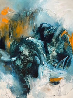 L'ho trovato sulla spiaggia - Pittura contemporanea /Bellissimo movimento (blu+arancio)
