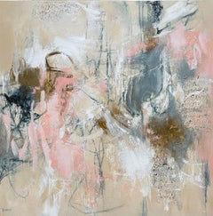 Letters of Love and Longing 2 - Contemporary Painting (Pink+White+Blue)