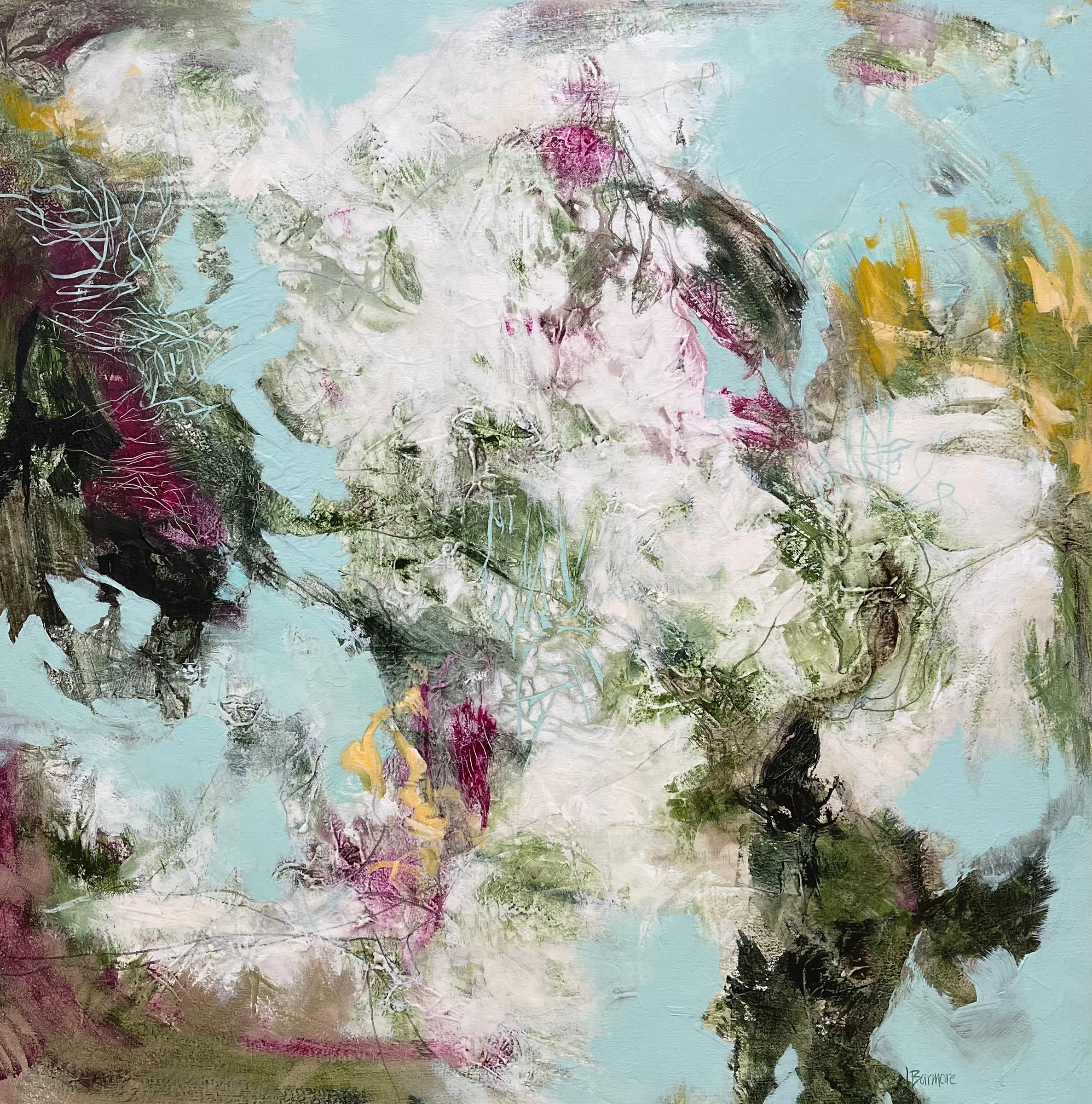 Laurie Barmore Landscape Painting - Seaweed Salad - Contemporary Painting with Beautiful Texture & Color(Blue+Green)