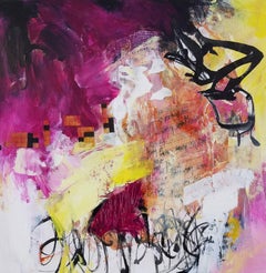The Stories that Create Us #1 - Contemporary Abstract Painting (Magenta+Yellow)