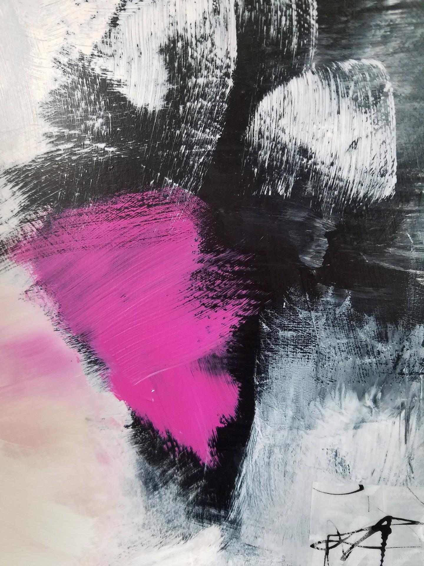 The Stories that Create Us #10, 2021 Mixed Media Painting - Magenta Yellow Black - Gray Abstract Painting by Laurie Barmore