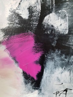 The Stories that Create Us #10, 2021 Mixed Media Painting - Magenta Yellow Black