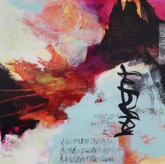 The Stories that Create Us #11, 2021 Mixed Media-Gemälde in Magenta Orange & Sky