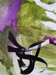 The Stories that Create Us #12, 2021 Mixed Media Painting in (Green+Red+Violet)