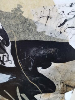 The Stories that Create Us #14, 2021 Mixed Media Painting in Black, Grey & Blue