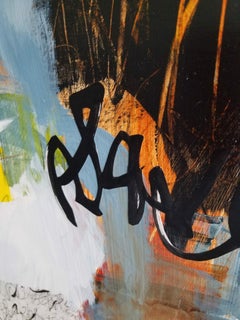 The Stories that Create Us #15, 2021 Mixed Media Painting Blue Red-Orange Yellow