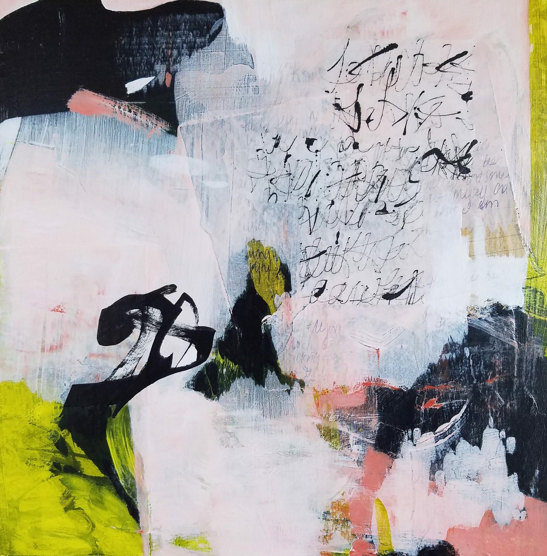 Laurie Barmore Abstract Painting - The Stories that Create Us #16, 2021 Mixed Media Painting Pink Lime Green Black