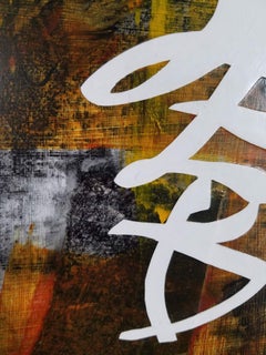 Las Historias que nos Crean #18, 2021 Pintura en Técnica Mixta Naranja Negro Amarillo