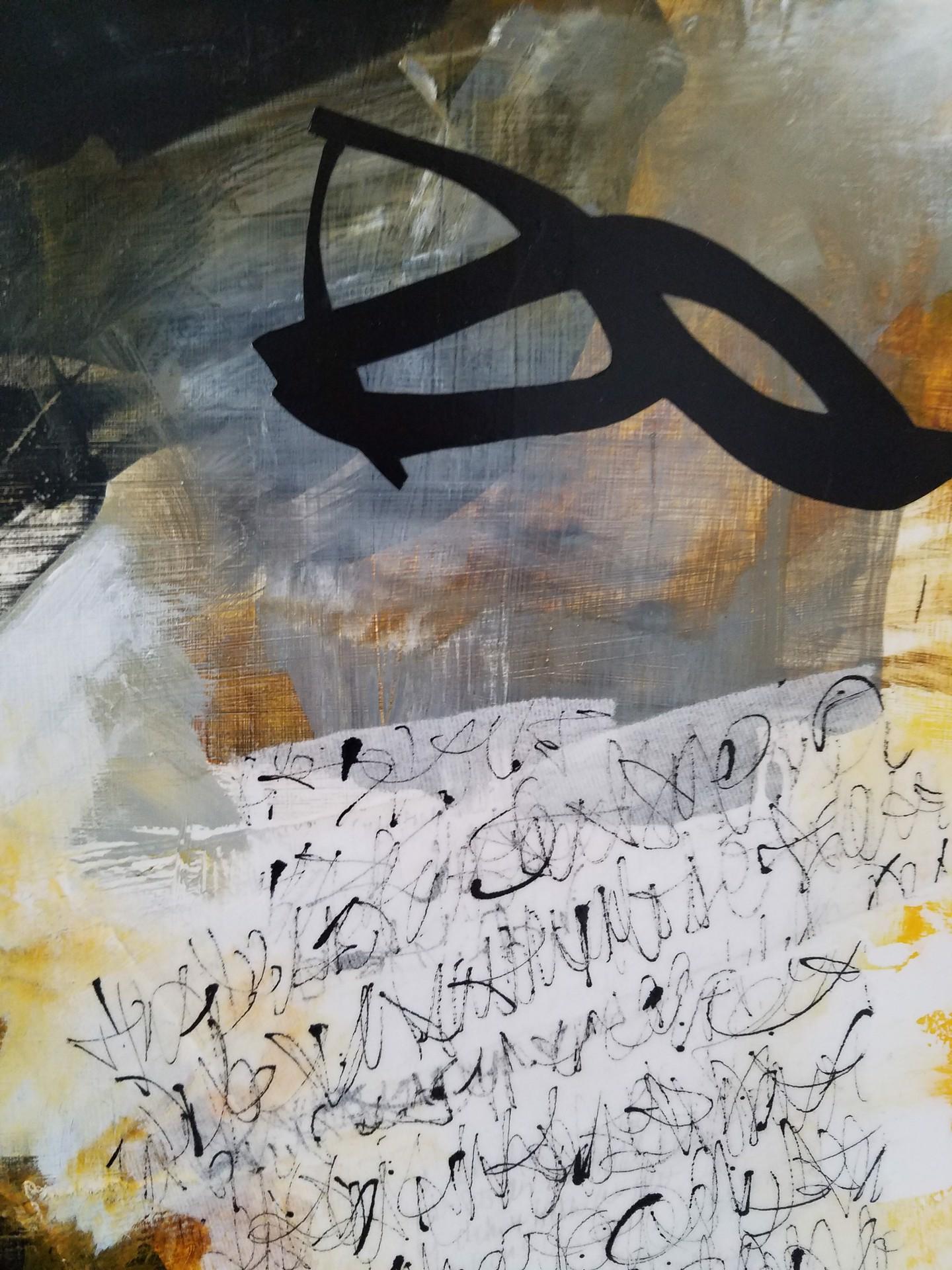 Las historias que nos crean #20 - Pintura abstracta contemporánea (Óxido+Amarillo) - Painting de Laurie Barmore